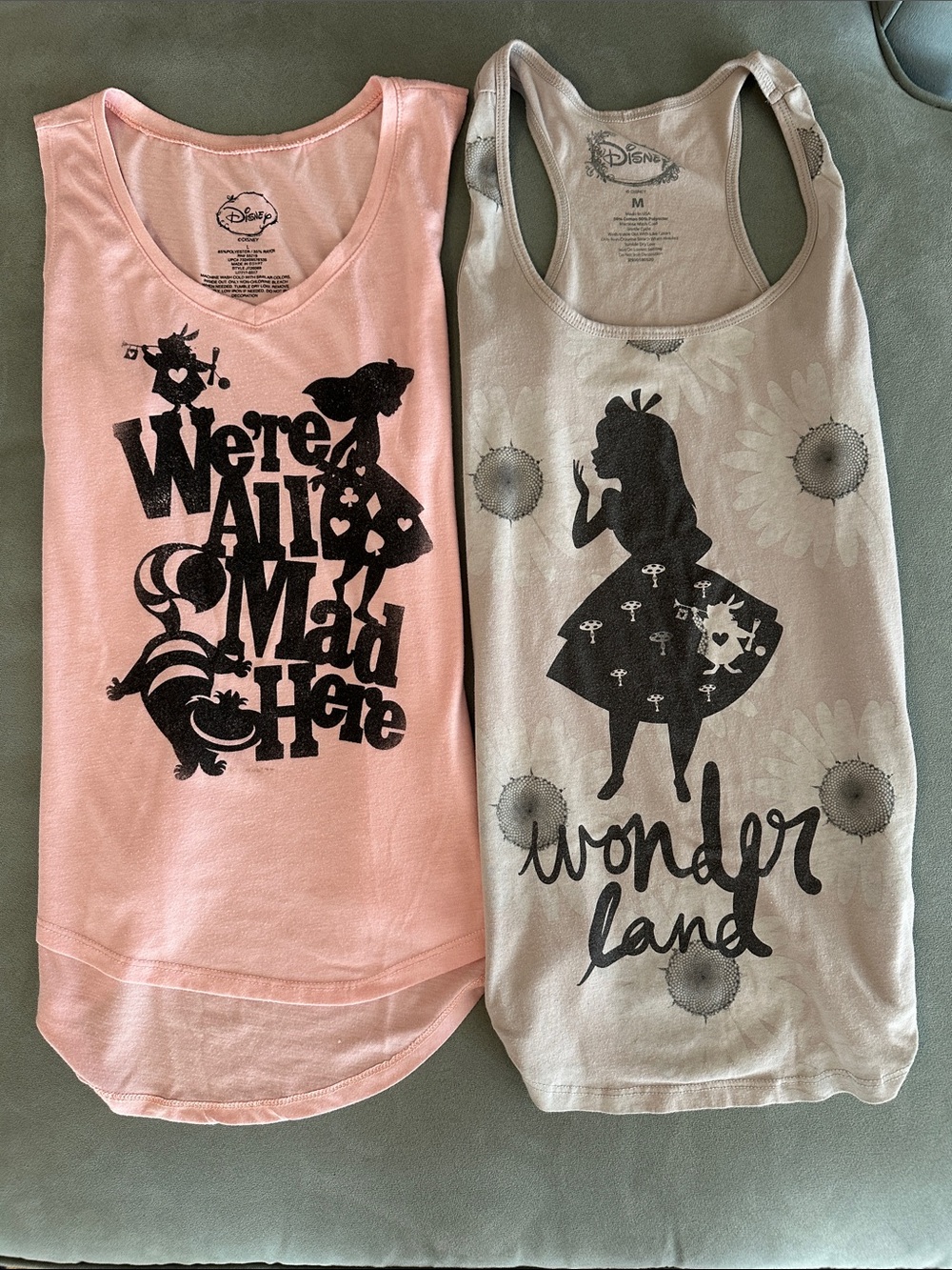 Disney Pink & Cream Alice in Wonderland Graphic Tank Tops - Womens